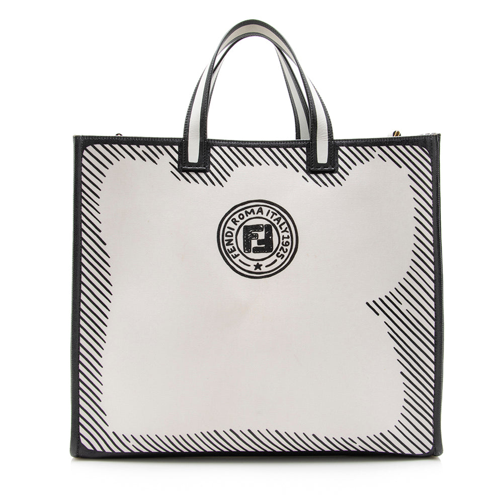 Fendi Coated Canvas Vetrifi Shopping Small Tote (SHF-15005)