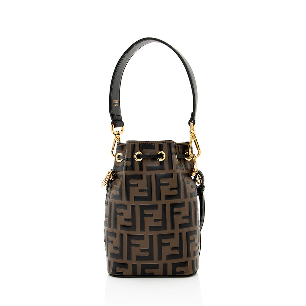 Fendi FF Embossed Calfskin Mon Tresor Mini Bucket Bag (SHF-18974)