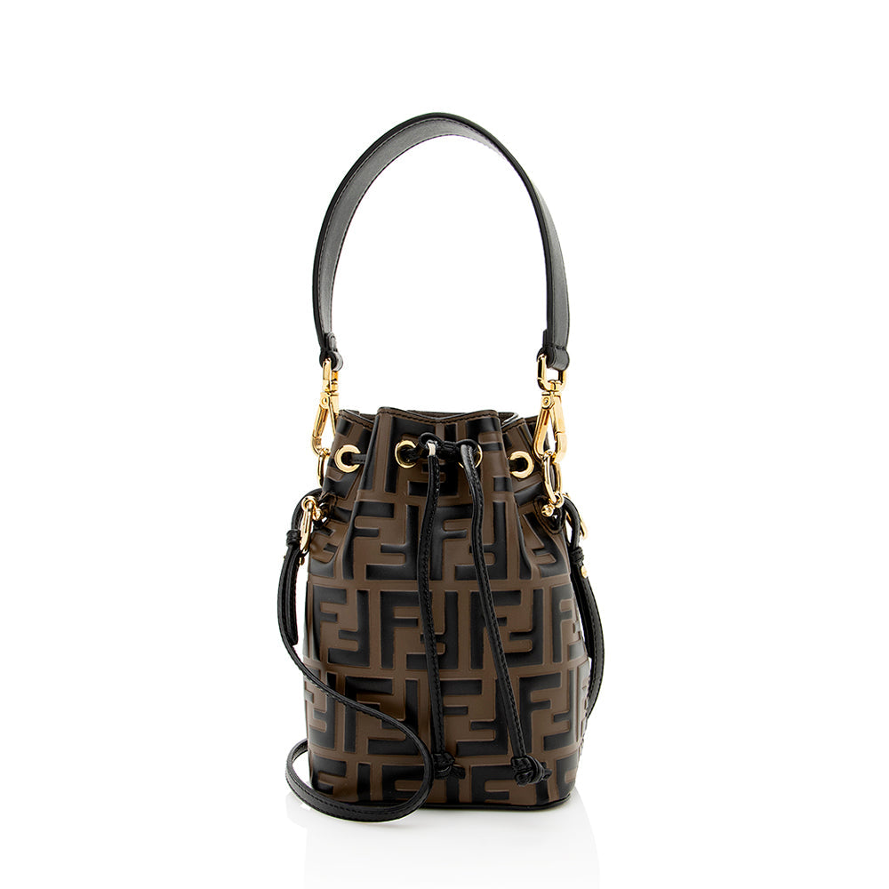 Fendi FF Embossed Calfskin Mon Tresor Mini Bucket Bag (SHF-18974)