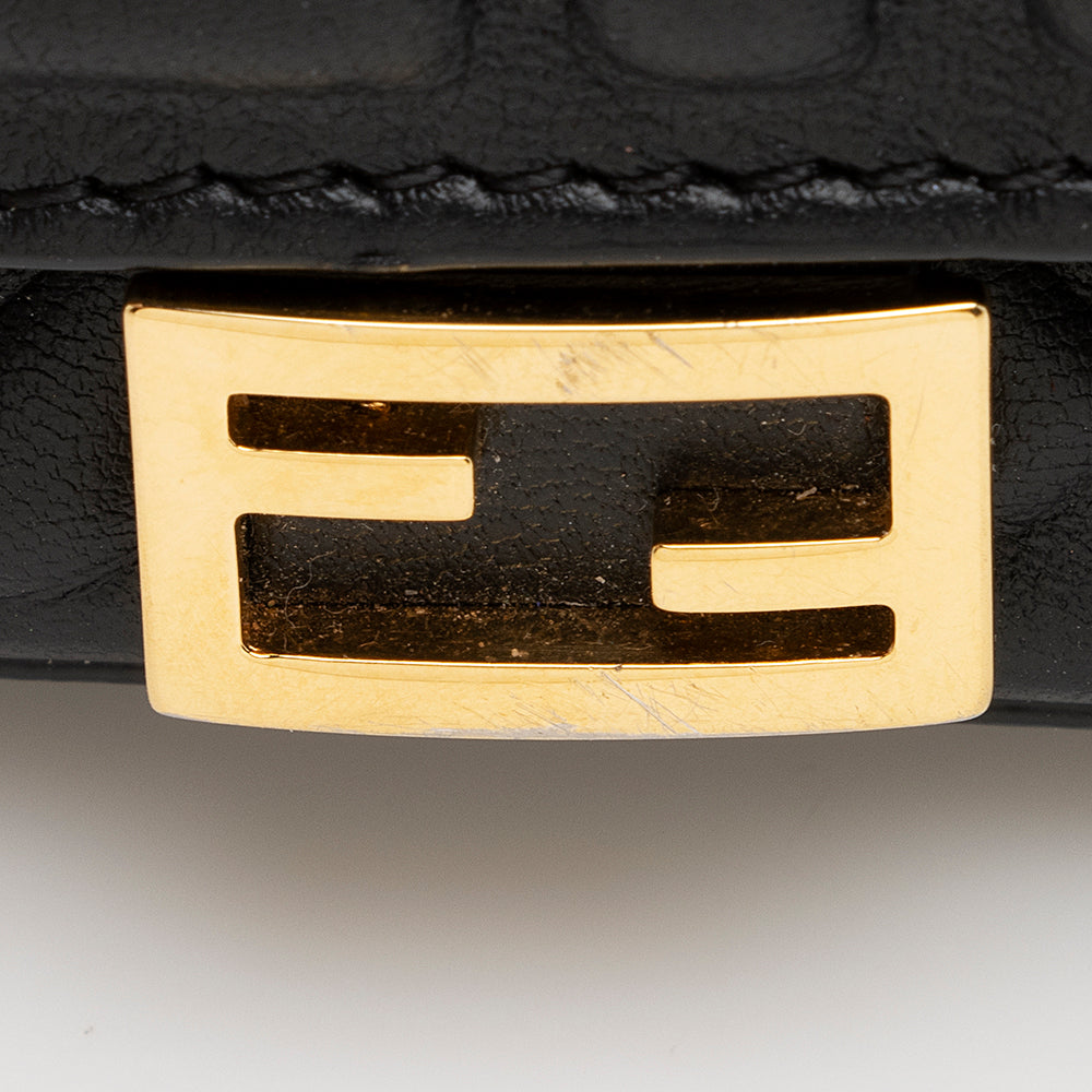 Fendi FF Embossed Nano Baguette Charm Crossbody Bag (SHF-21252)