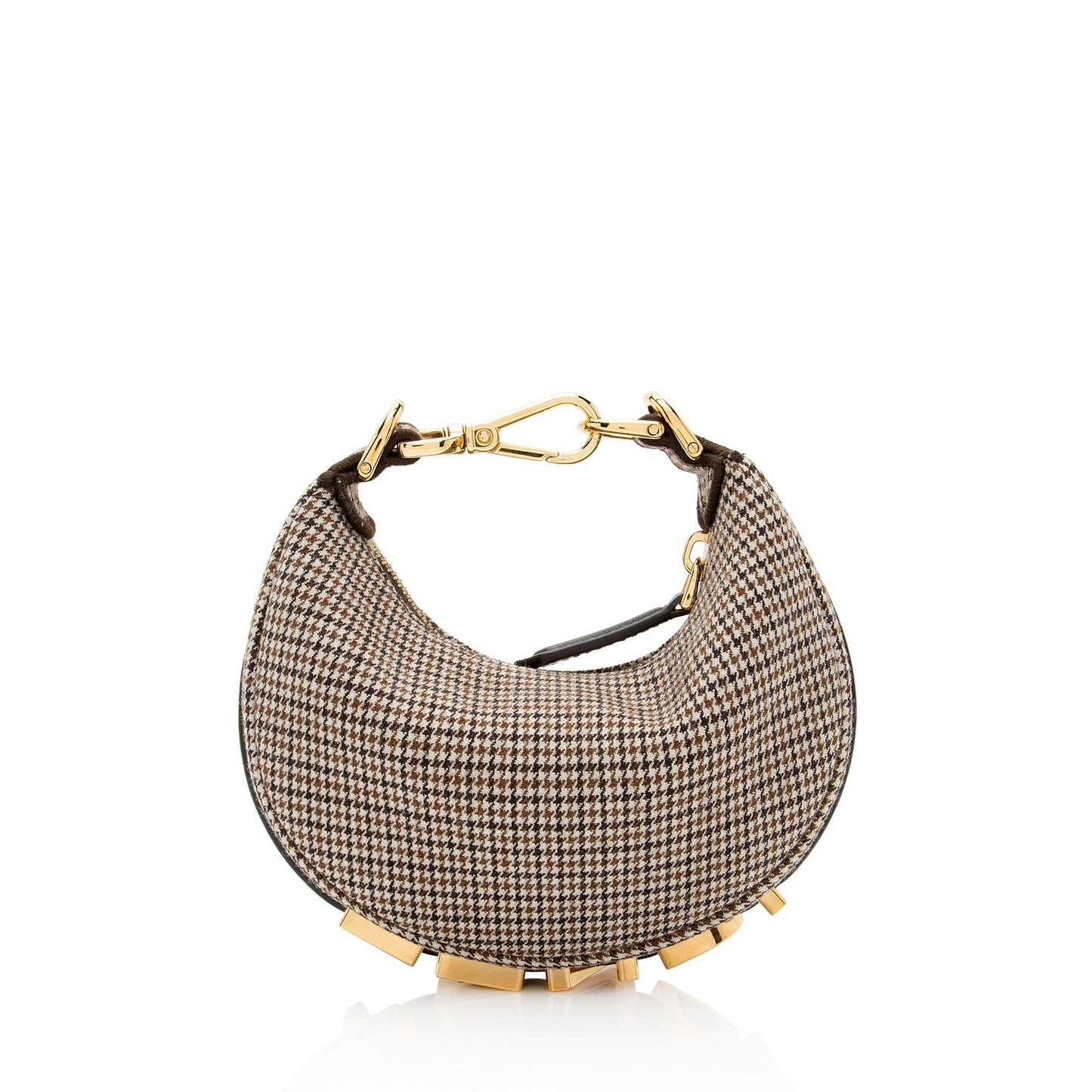 Fendi Houndstooth Wool Fendigraphy Nano Hobo (SHF-N6cAIe)