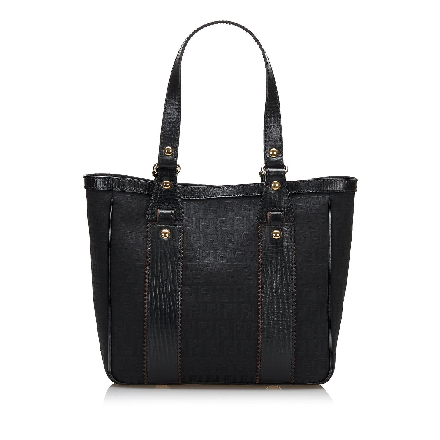 Fendi Leather-Trimmed Zucchino Tote (SHG-36075)