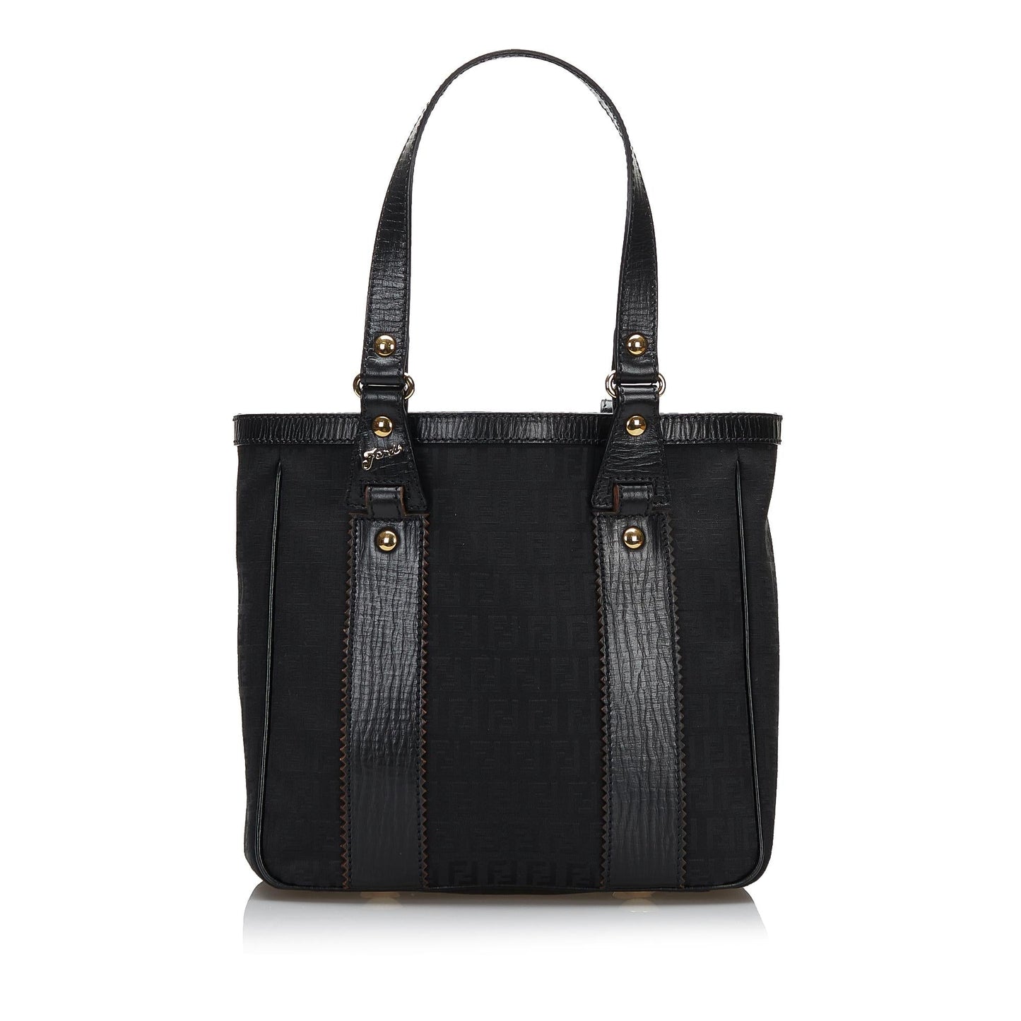 Fendi Leather-Trimmed Zucchino Tote (SHG-36075)
