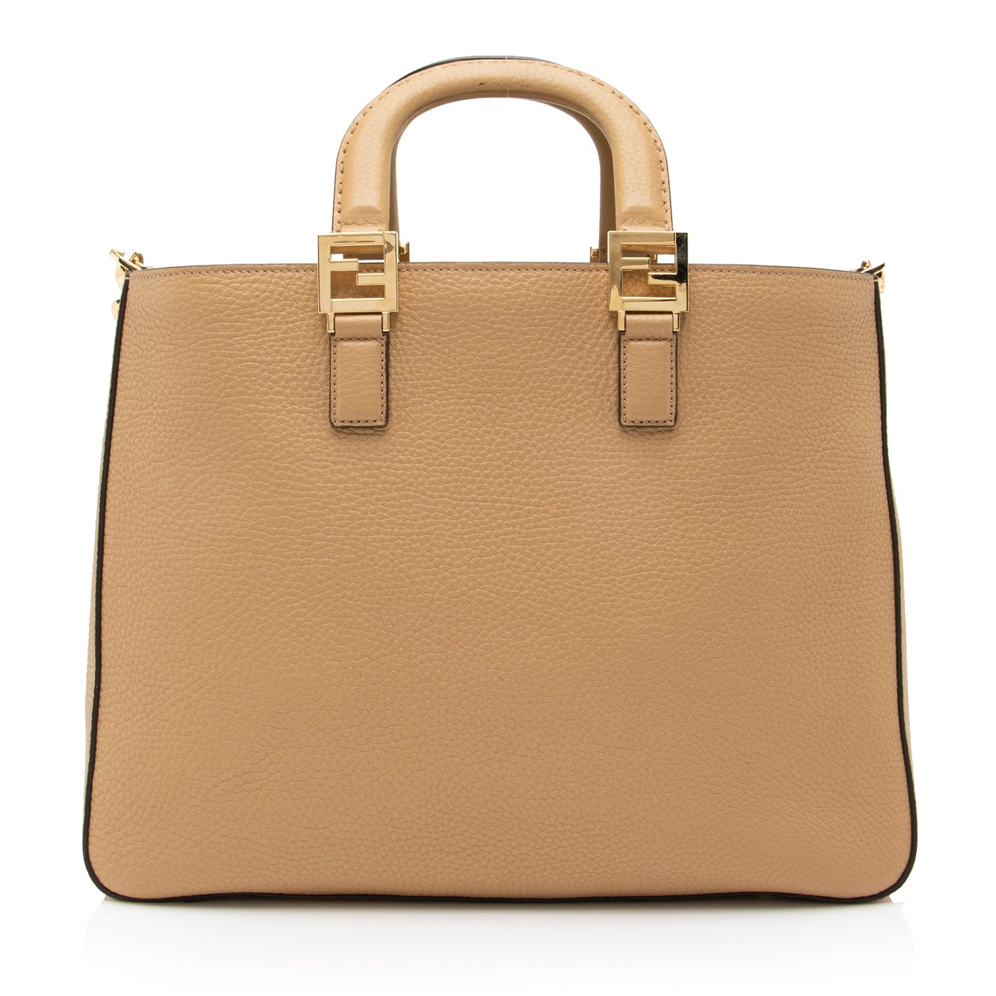 Fendi Calfskin Romano Selleria FF Handle Medium Tote (SHF-23375)