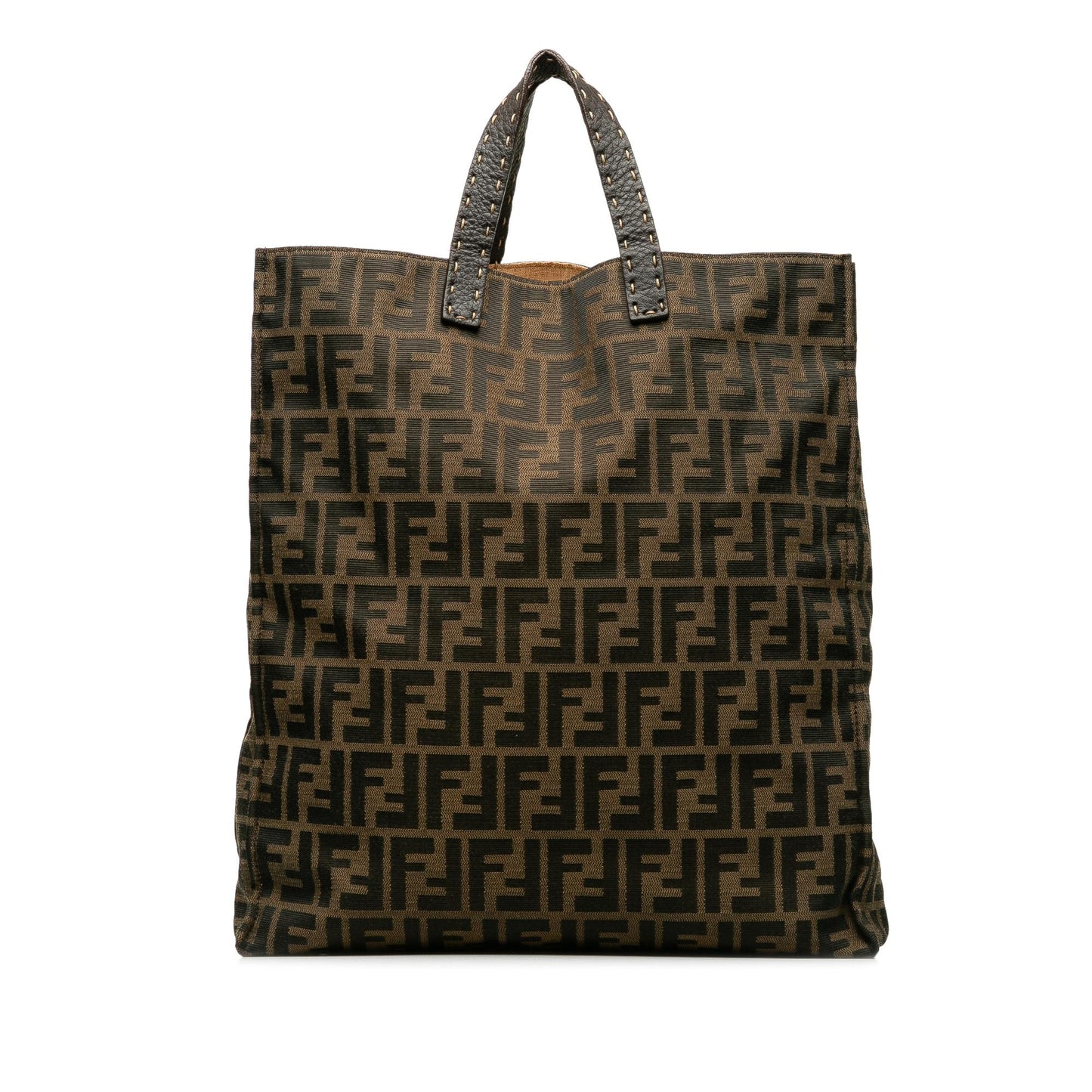 Fendi Selleria Trimmed Zucca Vertical Tote (SHG-AXod86)