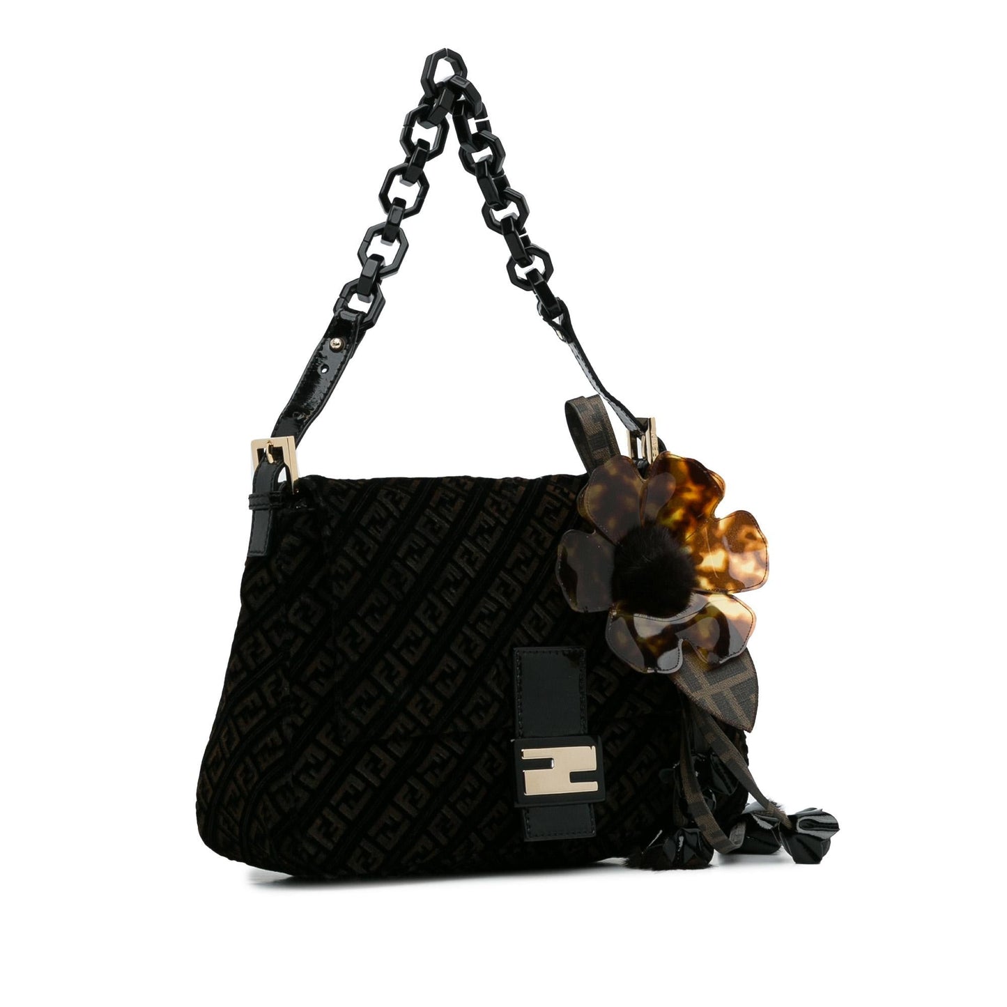 Fendi Zucchino Velvet Mamma Chain Shoulder Bag (SHG-c9W5EP)