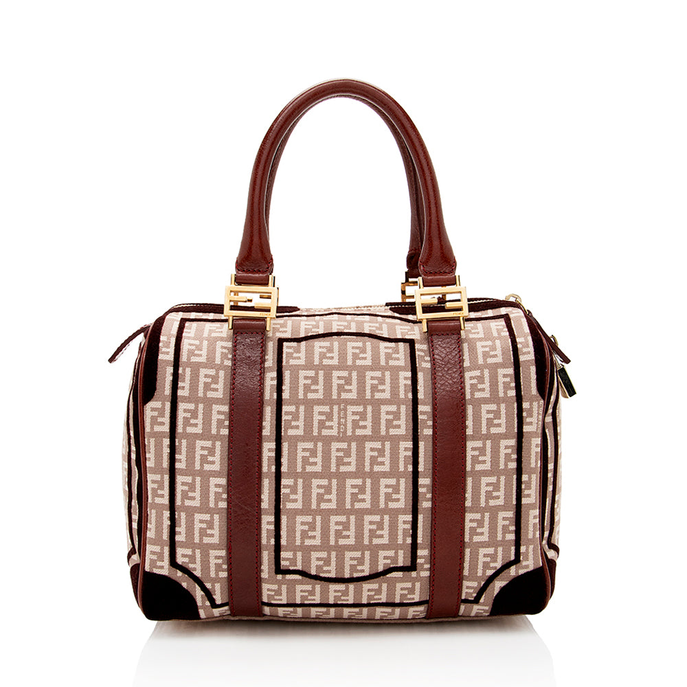 Fendi Zucchino Velvet Small Boston Satchel (SHF-18601)