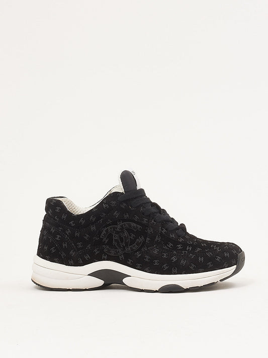 Chanel Black Suede CC Logo Sneakers - 38