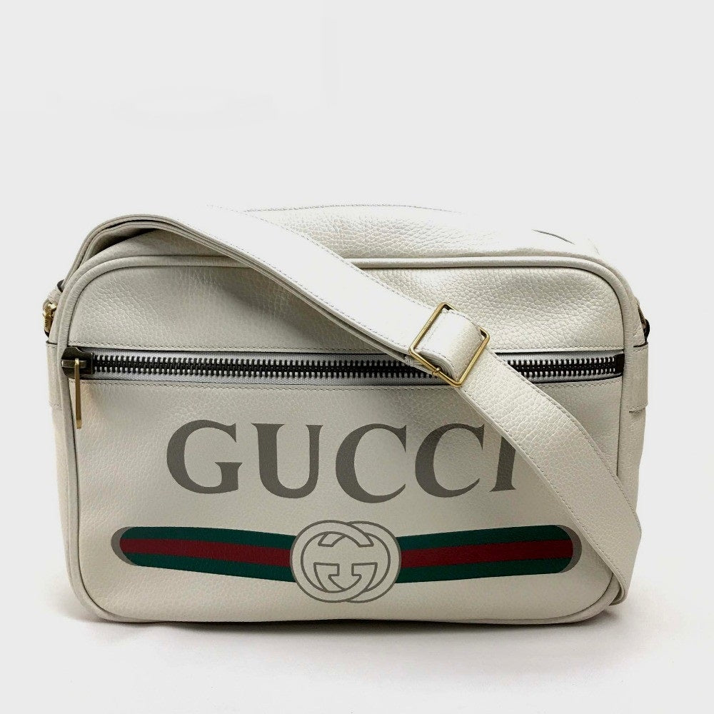 GUCCI Shoulder Bag 523589 leather white Logo print Women Secondhand