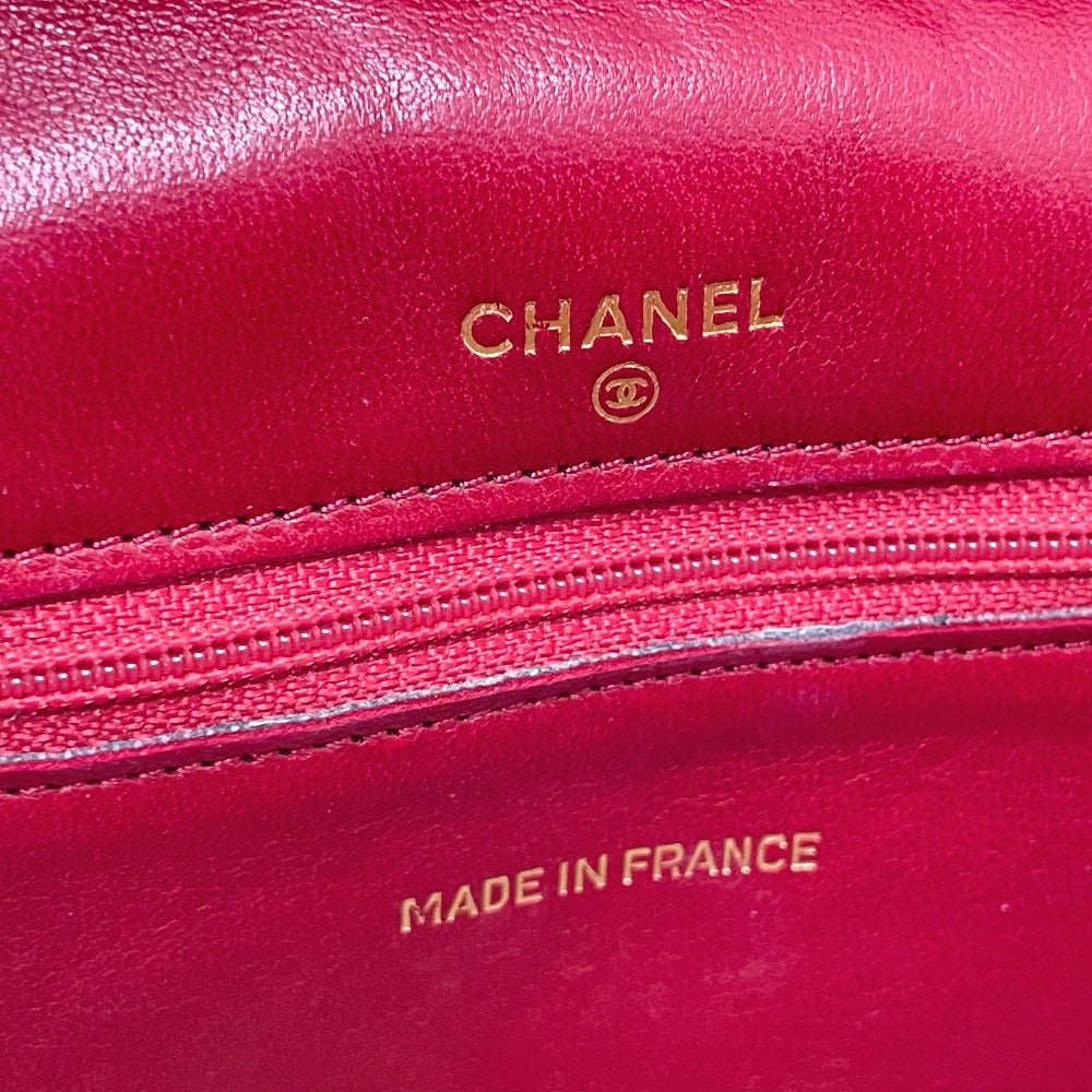 CHANEL Shoulder Bag lambskin Red x Gold Metal Bicolole COCO Mark Women Used