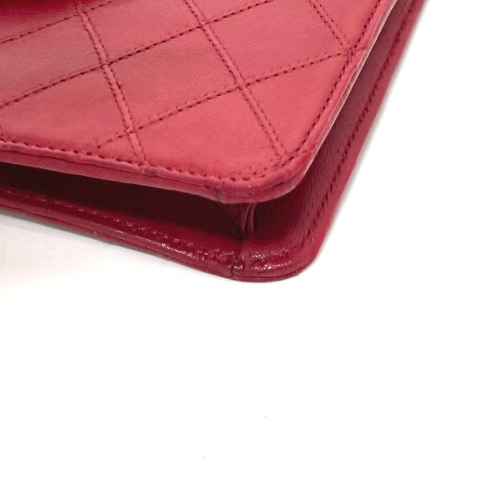 CHANEL Shoulder Bag lambskin Red x Gold Metal Bicolole COCO Mark Women Used