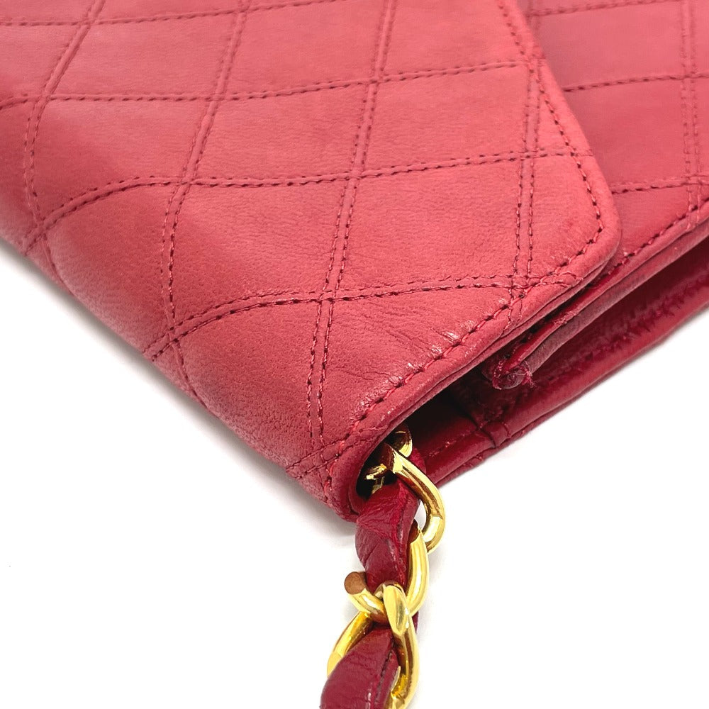 CHANEL Shoulder Bag lambskin Red x Gold Metal Bicolole COCO Mark Women Used