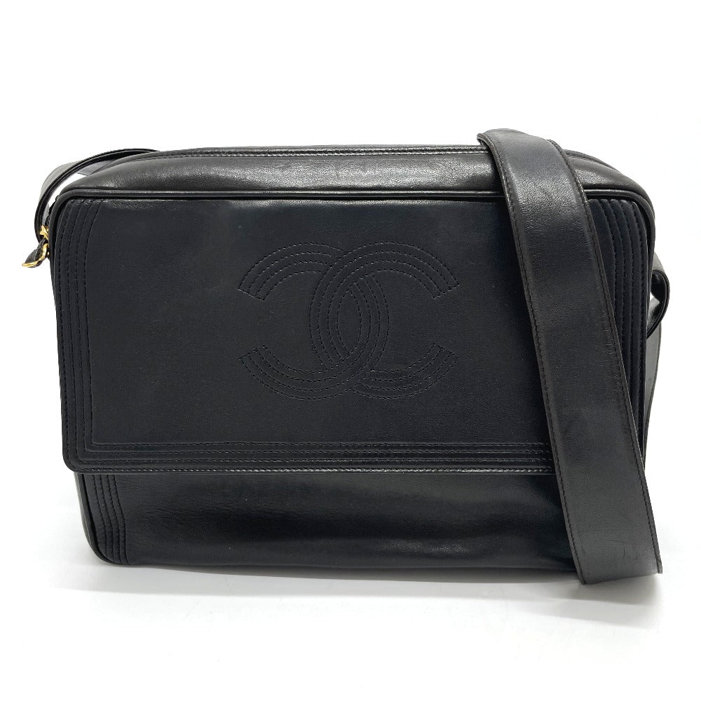 CHANEL Shoulder Bag Calfskin black bag vintage COCO Mark stitch Women Used