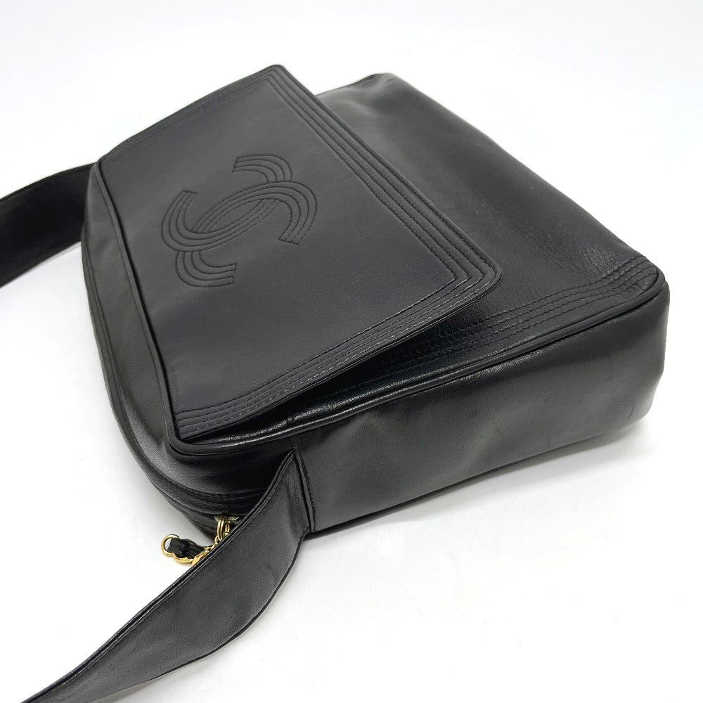 CHANEL Shoulder Bag Calfskin black bag vintage COCO Mark stitch Women Used
