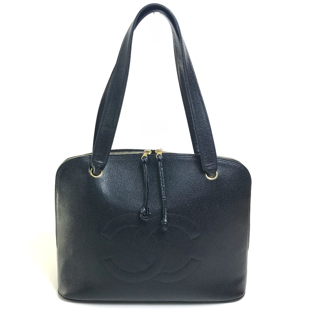 CHANEL Shoulder Bag Caviar skin black vintage COCO Mark CC