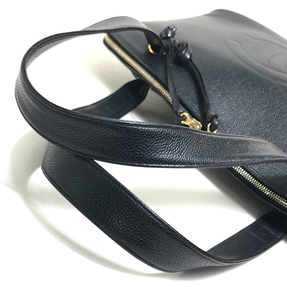 CHANEL Shoulder Bag Caviar skin black vintage COCO Mark CC