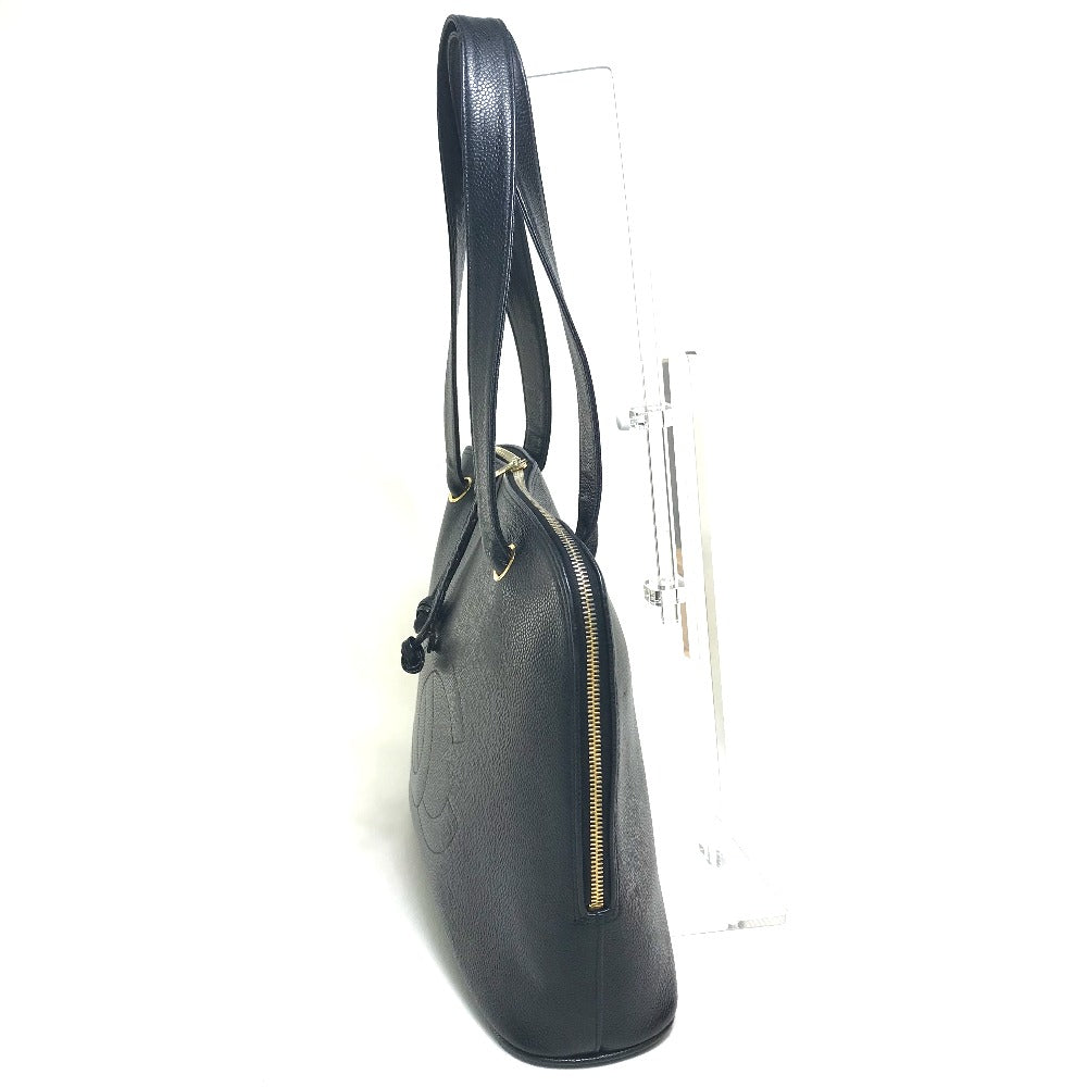 CHANEL Shoulder Bag Caviar skin black vintage COCO Mark CC