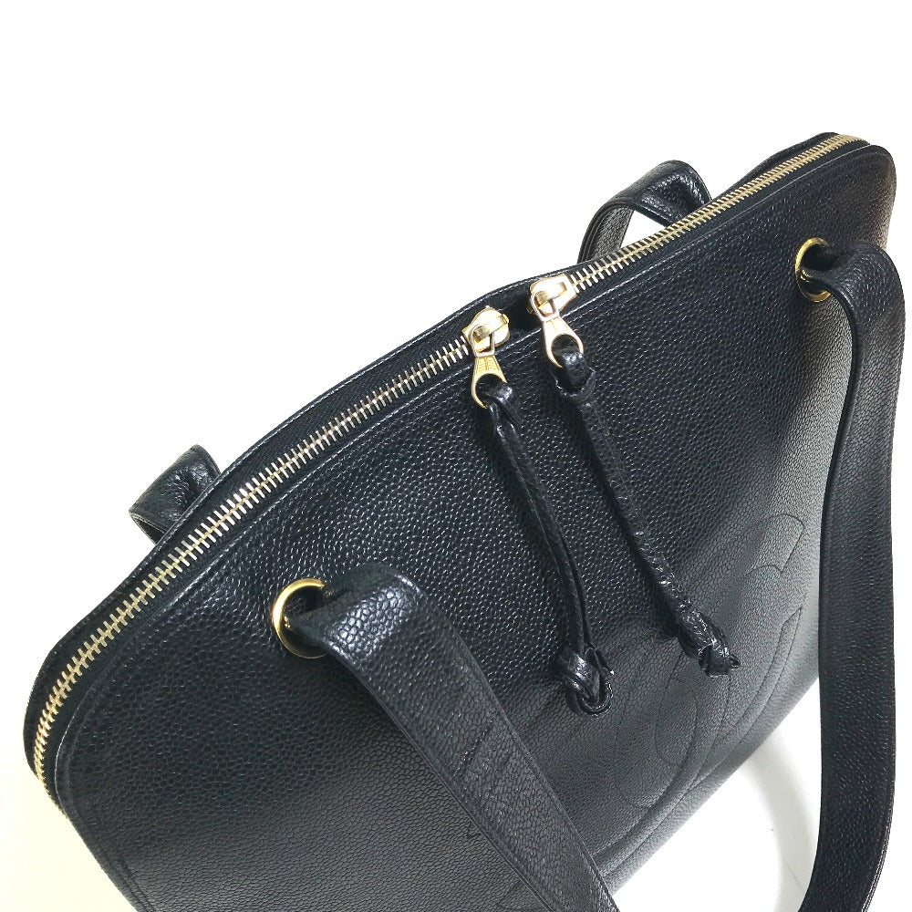 CHANEL Shoulder Bag Caviar skin black vintage COCO Mark CC