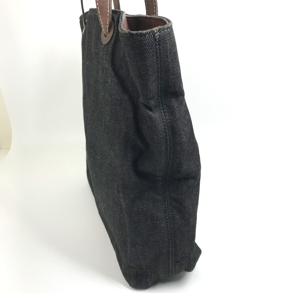 CHANEL Tote Bag Denim / Leather Black denim CC COCO Mark denim Women Used