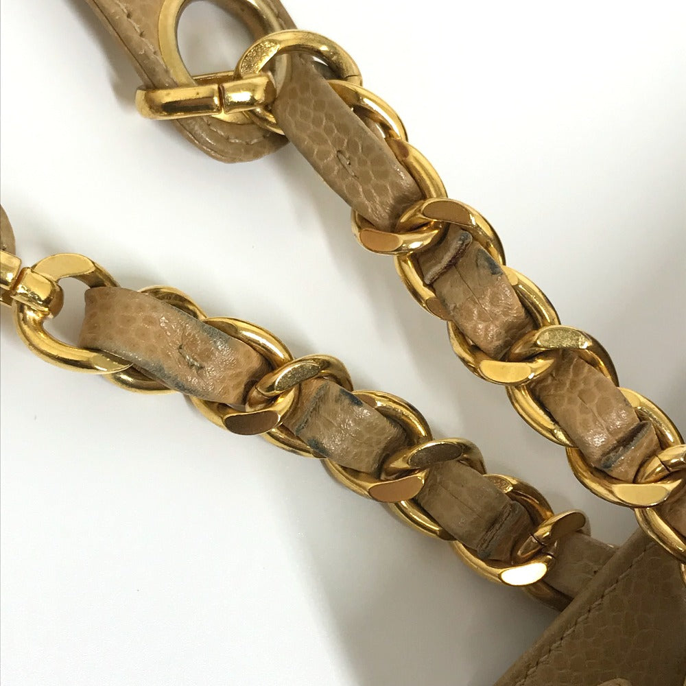 CHANEL Shoulder Bag Caviar skin beige CC COCO Mark Chain Tote Bag Women Used