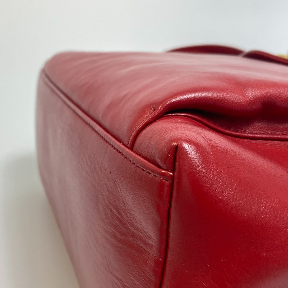 CHANEL Shoulder Bag lambskin Red CCCOCO Mark Turnlock outside flap Women Used