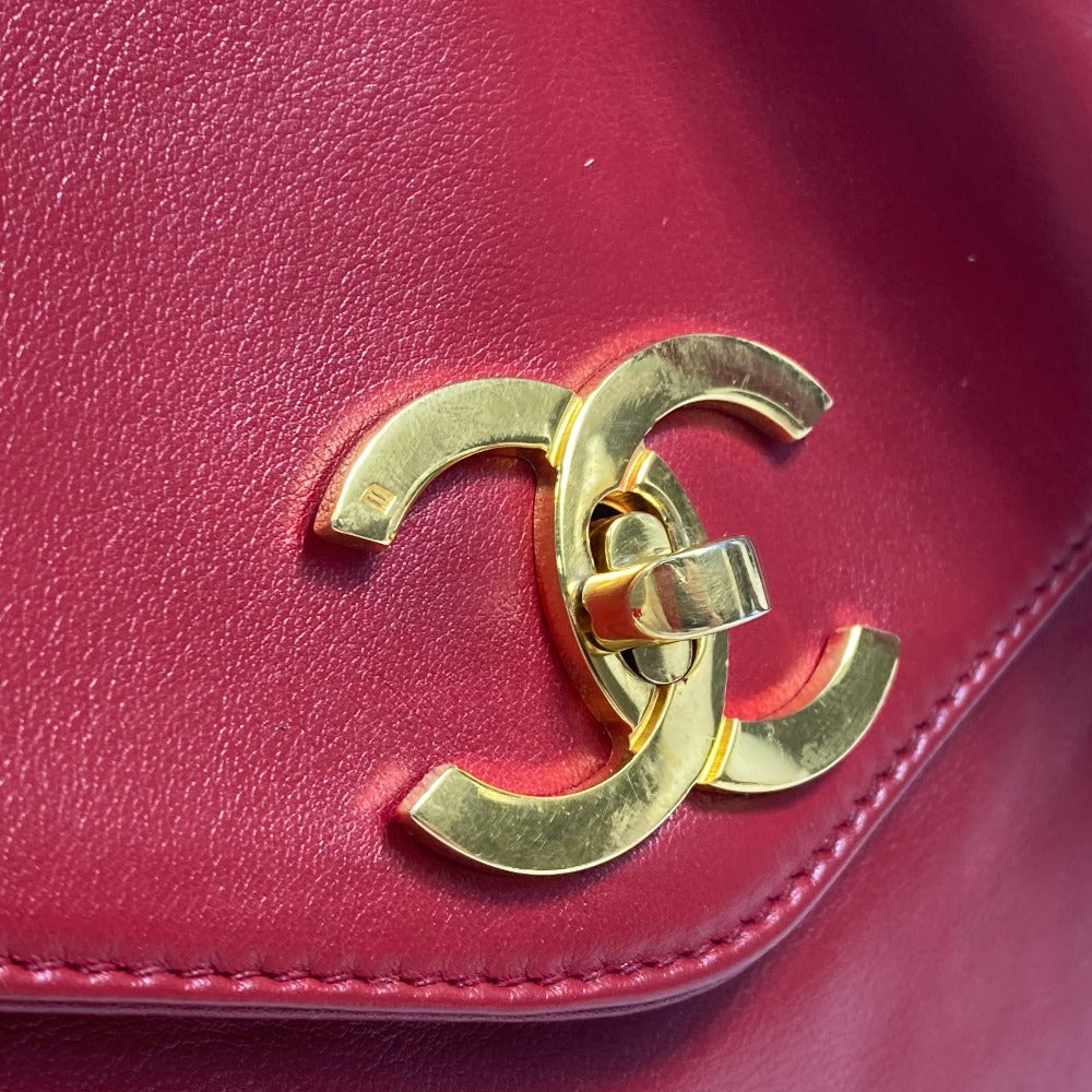 CHANEL Shoulder Bag lambskin Red CCCOCO Mark Turnlock outside flap Women Used