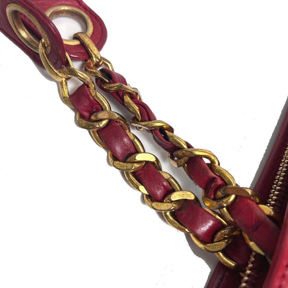 CHANEL Shoulder Bag lambskin Red CCCOCO Mark Turnlock outside flap Women Used