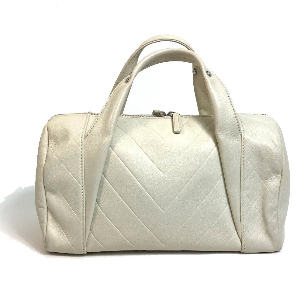 CHANEL Boston Duffel bag A30899 leather Ivory CCCOCO Mark Chevron Vstitch Women Used