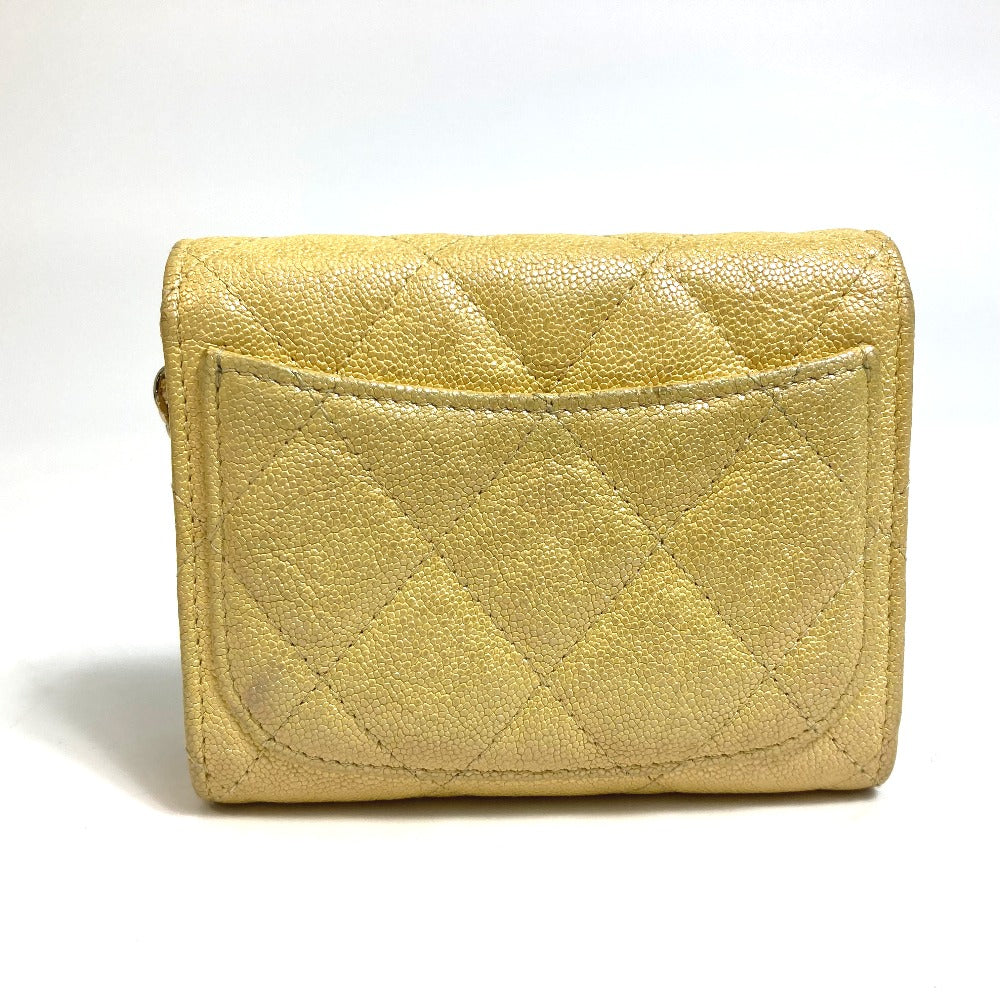 CHANEL Coin case AP0238 Caviar skin Metallic yellow CCCOCO Mark Matrasse