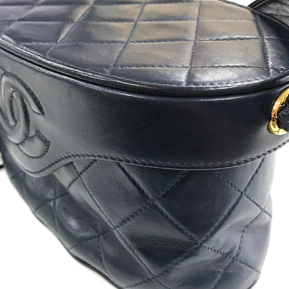 CHANEL Shoulder Bag lambskin Navy CC COCO Mark Matrasse Women Used