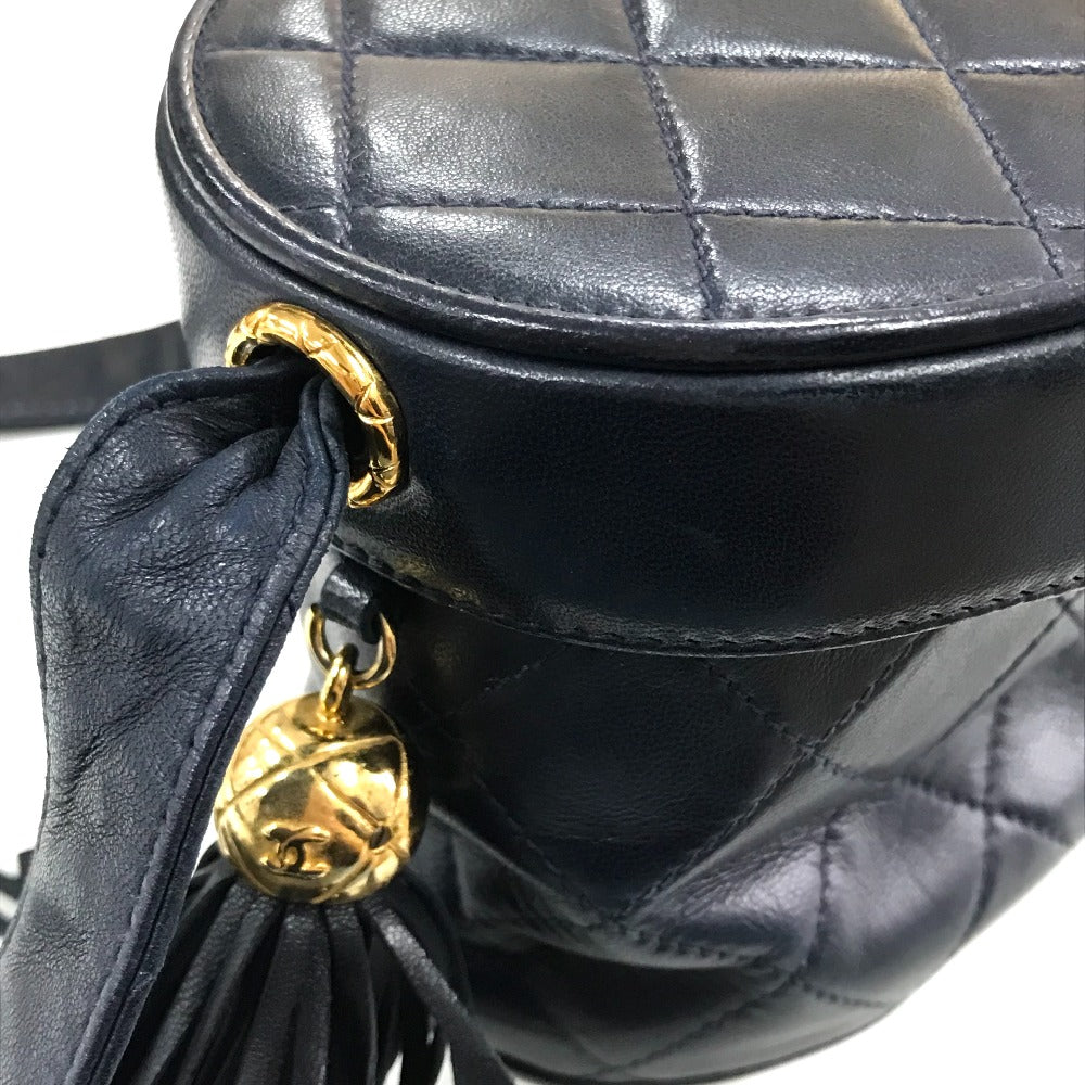 CHANEL Shoulder Bag lambskin Navy CC COCO Mark Matrasse Women Used