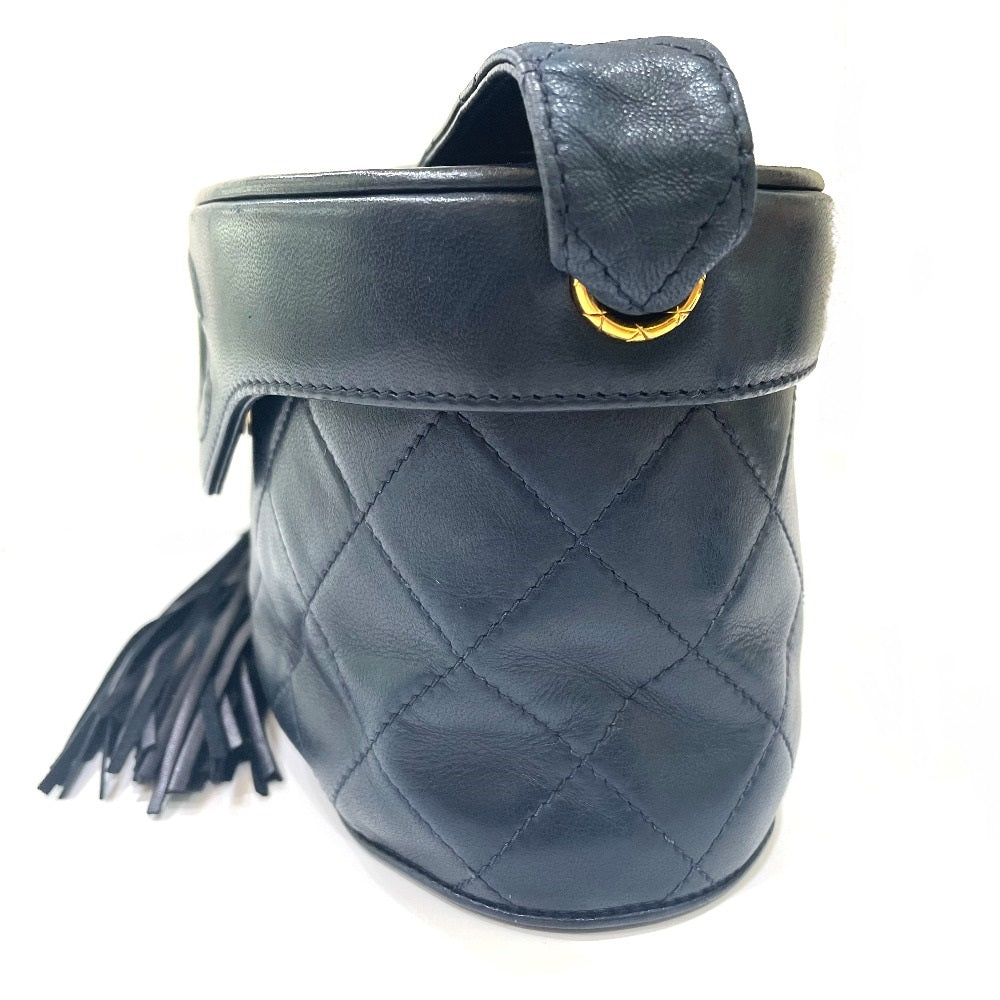 CHANEL Shoulder Bag lambskin Navy CC COCO Mark Matrasse Women Used