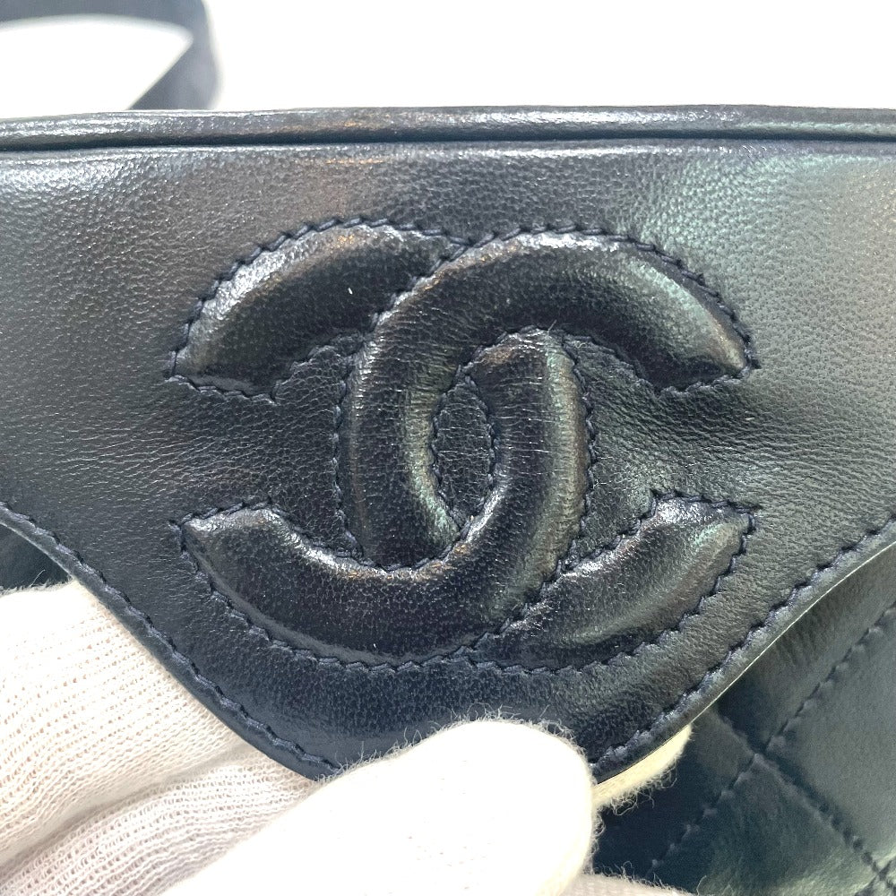 CHANEL Shoulder Bag lambskin Navy CC COCO Mark Matrasse Women Used