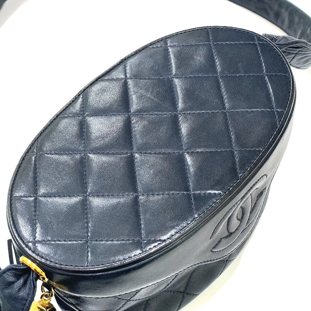 CHANEL Shoulder Bag lambskin Navy CC COCO Mark Matrasse Women Used