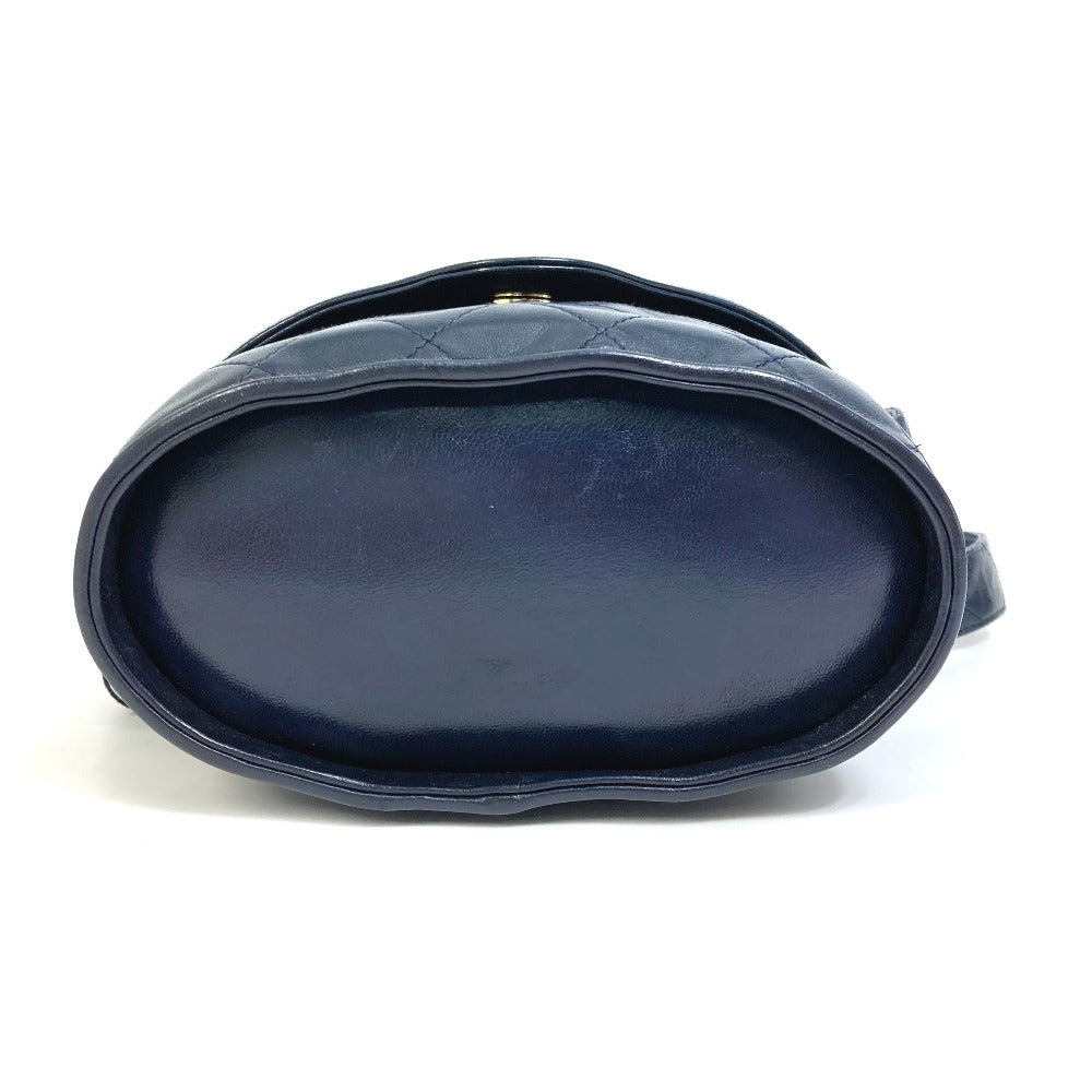CHANEL Shoulder Bag lambskin Navy CC COCO Mark Matrasse Women Used