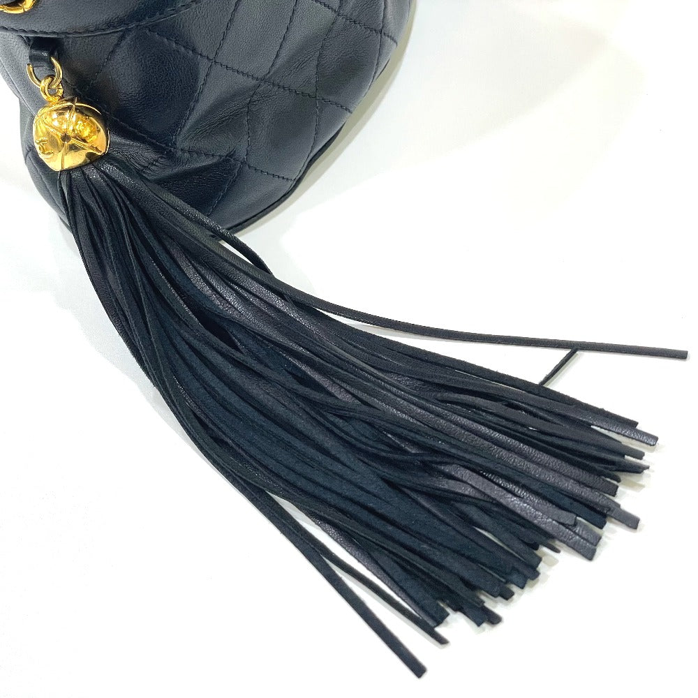CHANEL Shoulder Bag lambskin Navy CC COCO Mark Matrasse Women Used