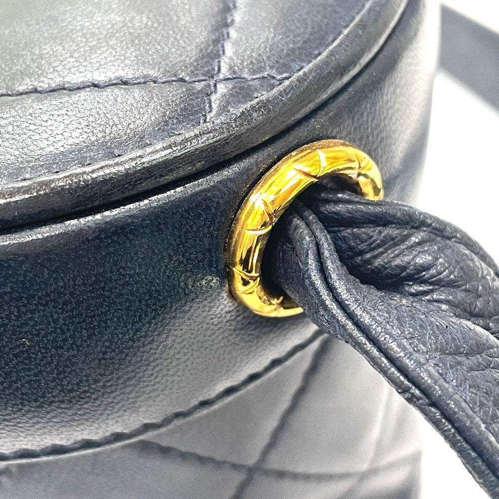 CHANEL Shoulder Bag lambskin Navy CC COCO Mark Matrasse Women Used