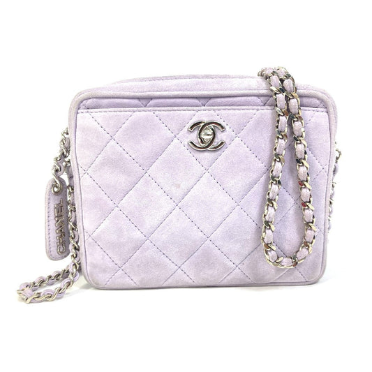 CHANEL Shoulder Bag suede purple CC COCO Mark Crossbody Mini matrasse Women Used