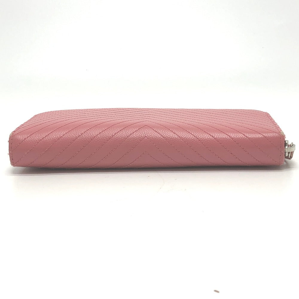 CHANEL Long Wallet Purse A50097 Caviar skin pink CC COCO Mark Wallet Women Used