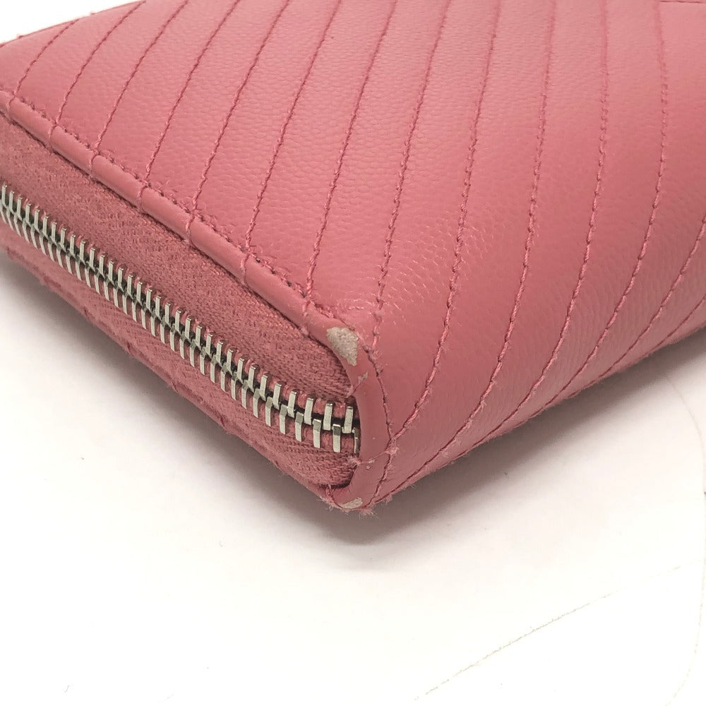 CHANEL Long Wallet Purse A50097 Caviar skin pink CC COCO Mark Wallet Women Used