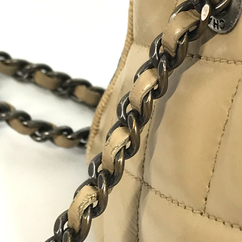 CHANEL Shoulder Bag Calf leather Beige x black CC COCO Mark ballerine Women Used