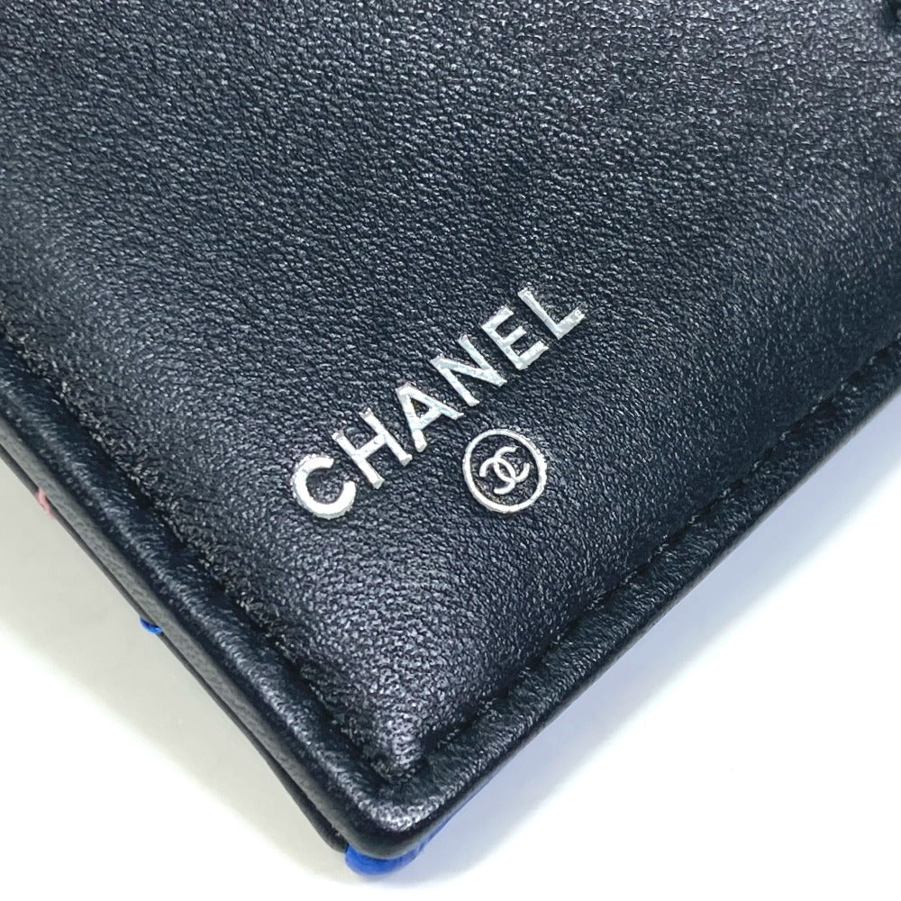 CHANEL Trifold wallet lambskin black CC COCO Mark Small flap Women Used