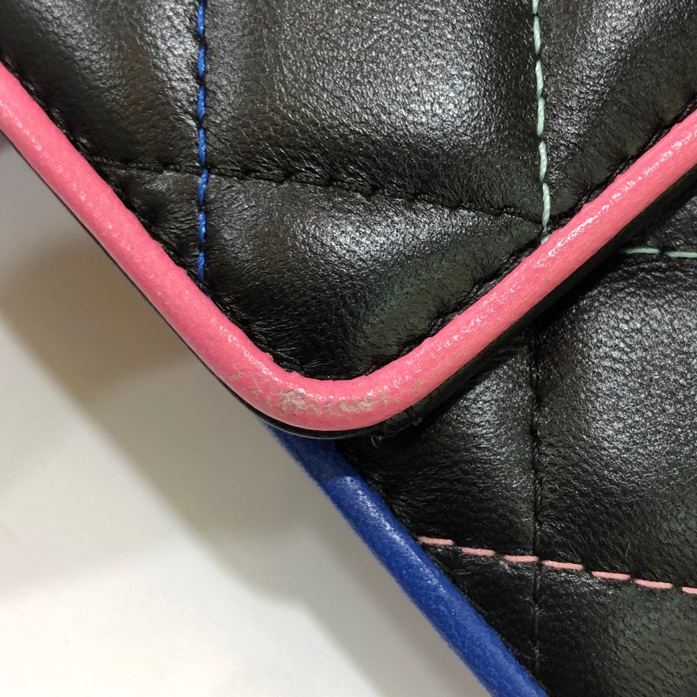 CHANEL Trifold wallet lambskin black CC COCO Mark Small flap Women Used