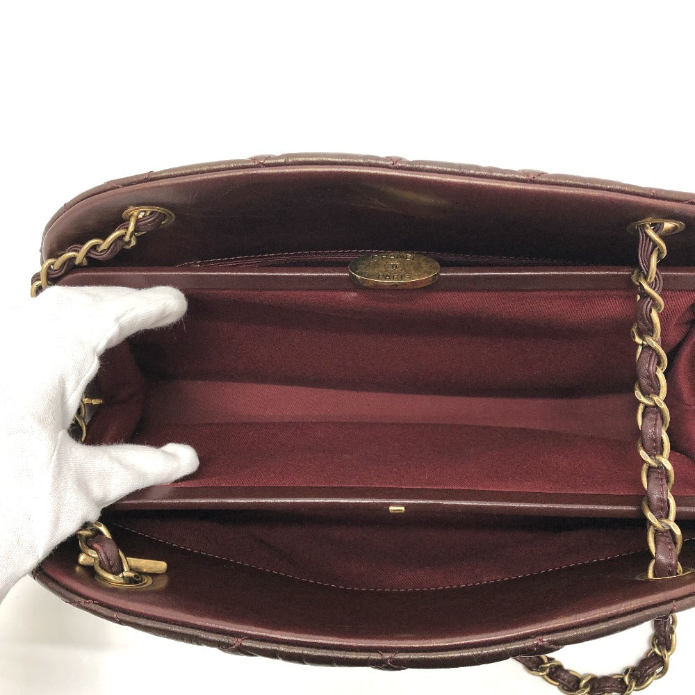 CHANEL Tote Bag lambskin Brown CC COCO Mark Matrasse Women Used