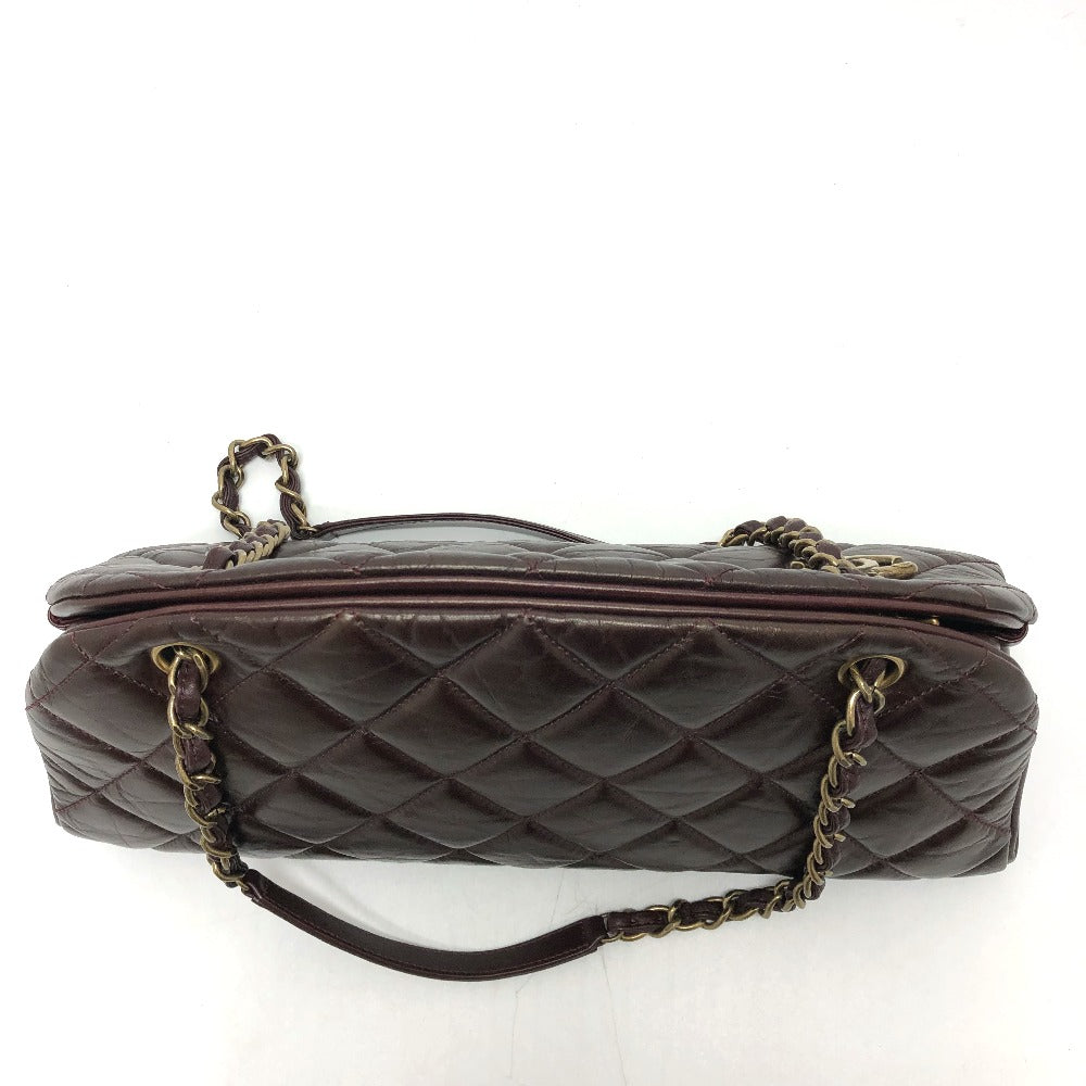 CHANEL Tote Bag lambskin Brown CC COCO Mark Matrasse Women Used
