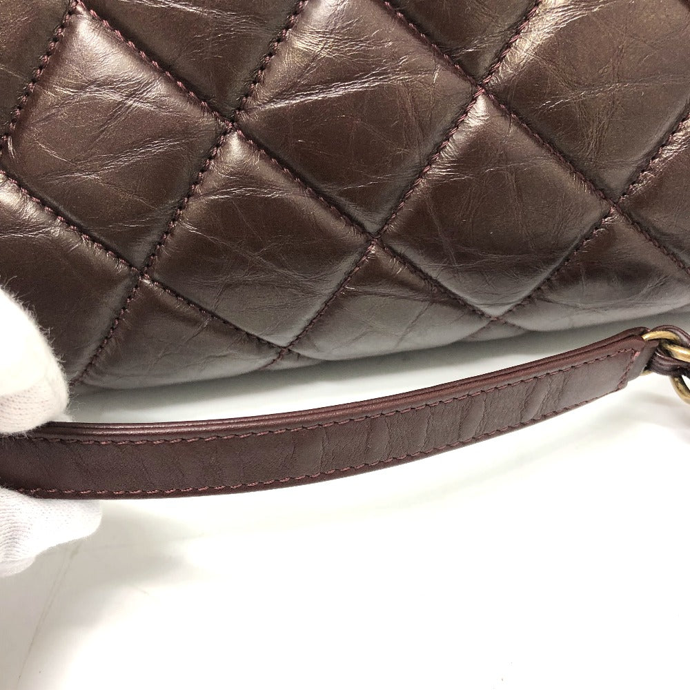 CHANEL Tote Bag lambskin Brown CC COCO Mark Matrasse Women Used