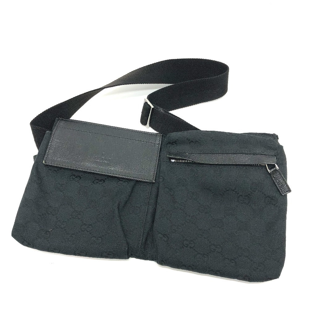 GUCCI Waist bag 28566 GG canvas black GG Sling bag mens Secondhand