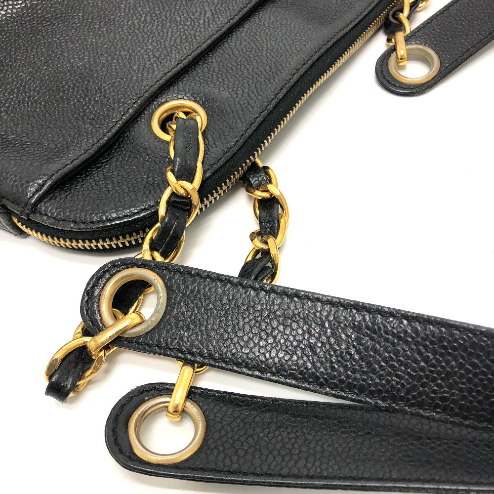 CHANEL Tote Bag Caviar skin black Trip Luco co Square Tote Chain