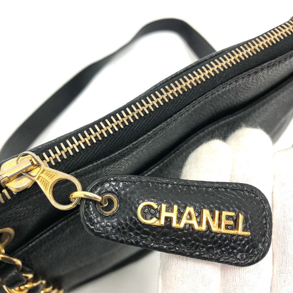 CHANEL Tote Bag Caviar skin black Trip Luco co Square Tote Chain