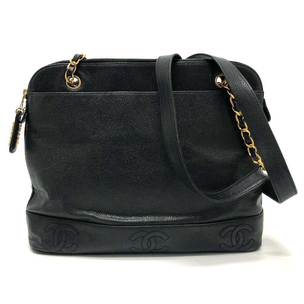 CHANEL Tote Bag Caviar skin black Trip Luco co Square Tote Chain